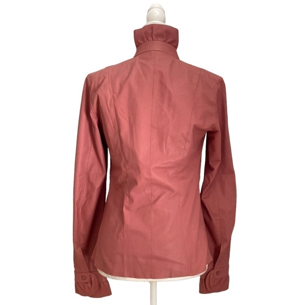 DROMe Lamb Leather Ruffle Jacket in Blush NWOT Made in Italy - Picture 6 of 12